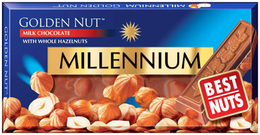 Шоколад "Міленіум" Gold цілий горіх молочний 100г