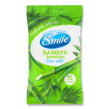 Серветки вологі Smile Трави асорт 15шт