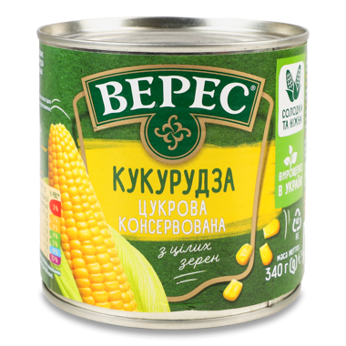 Кукурудза цукрова "Верес" ж/б 340г