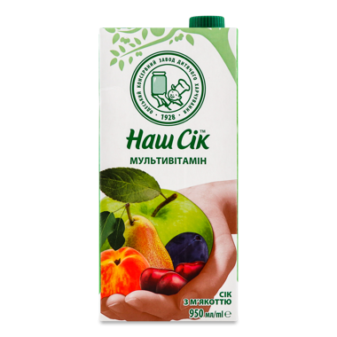 Сік "Наш Сік" мультивітамін з мякоттю 0.95л /ОКЗДХ/