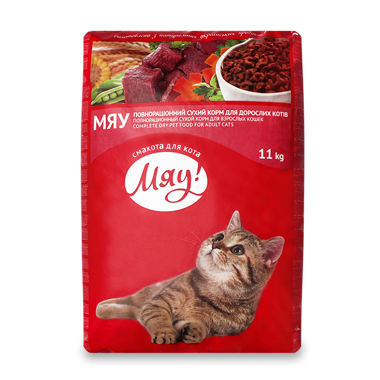 Корм "Мяу" для котів м'ясний 11кг