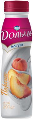 Йогурт "Дольче" персик 2.5% 290г пляшка