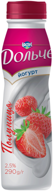 Йогурт "Дольче" полуниця 2.5% 290г пляшка