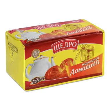 Маргарин "Домашній" столовий фольга 250г /Щедро/