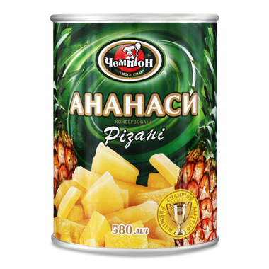Ананаси різані "Чемпіон" ж/б 565г