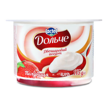 Йогурт "Дольче" двошар 3.2% полуниця 115г ст
