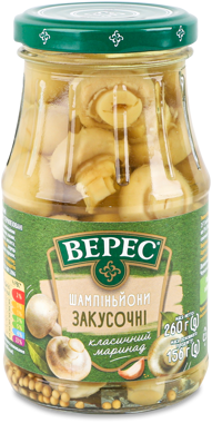 Гриби шампіньони "Верес" марин зак 260г