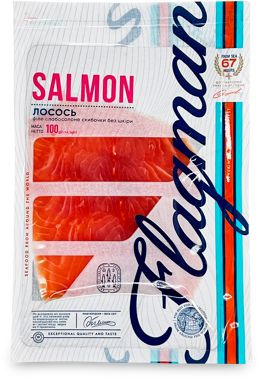 Лосось філе б/ш с/с в/у 100г /Flagman/