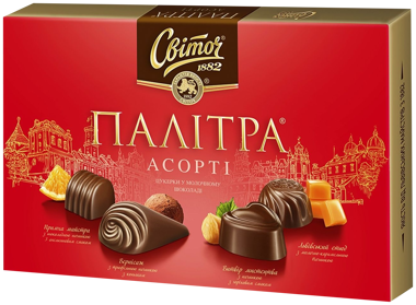 Цукерки "Палітра Асорті" мол.шоколад 200г /Світоч/