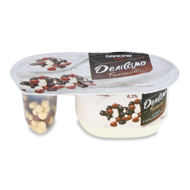 Йогурт "Деліссімо" Фантазія шок.кульки 6.3% 100г ст /Данон/