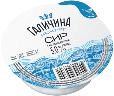 Сир "Галичина" кисломолочний 5% 300г