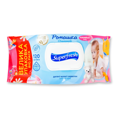 Серветки вологі "Super Fresh" д/дітей/мам 120шт клапан