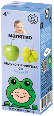 Сік "Малятко" яблуко/виноград освіт т/п 200мл /Еконія/