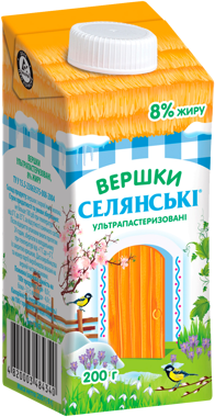 Вершки "Селянські" ультрапаст 8% 200г т/п /Люстдорф/