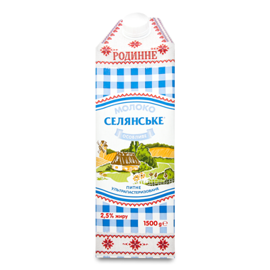 Молоко "Селянське особливе" Родинне 2.5% т/п 1.5кг /Люстдорф/