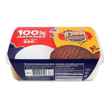 Морозиво РУДЬ 100% + СУПЕРШОКОЛАД 500г 