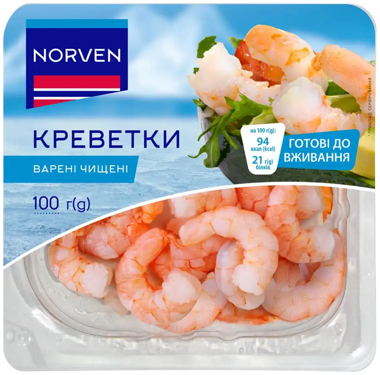 Креветки варені чищені 100г /Norven/