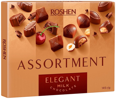Цукерки "Roshen Assortment" Elegant milk 145г /Рошен/