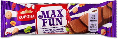 Шоколад "Корона Макс Фан" мол мармел/печ/карамель 38г /Крафт/