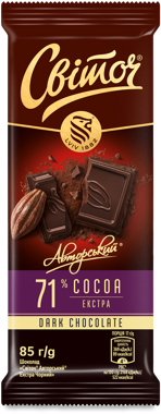 Шоколад "Світоч" Авторський екстра 71% чорний 85г /Світоч/