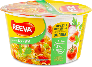 Локшина яєчна "Reeva" з куркою 75г чашка
