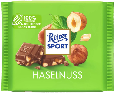 Шоколад "Ritter Sport" молочний подр.ліс.горіхи 100г