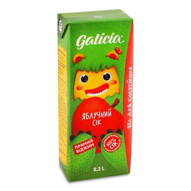 Сік "Galicia" яблучний неосвітл 0.2л т/пак