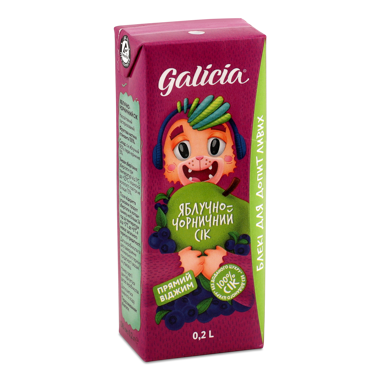 Сік "Galicia" ябл/чорничний неосвітл 0.2л т/пак