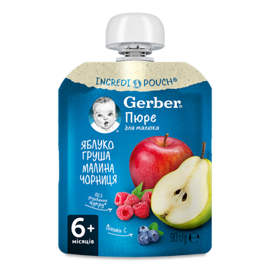 Пюре "Gerber" яблуко/груша/чорниця/малина 90г д/п /Nestle/