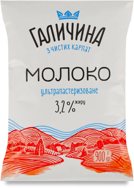 Молоко 3.2% т/ф 900г /Галичина/