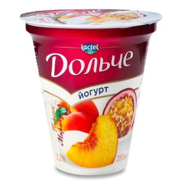 Йогурт "Дольче" 3.2% персик-маракуйя ст.280г