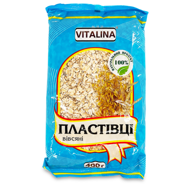 Пластівці вівсяні фас. 400г /Vitalina/