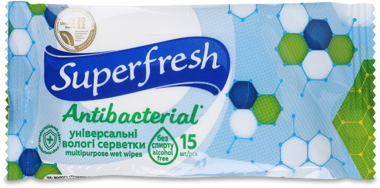 Серветки вологі "Super Fresh" Антибактеріальні 15шт