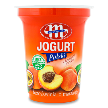 Йогурт "Polski" персик-маракуя 350г /Mlekovita/
