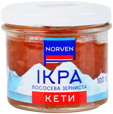 Ікра лосос /кети/ зерн с/б 100г /Norven/