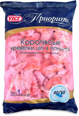 Креветки "Королівські" 40/50 панц в/м 1кг /Vici/