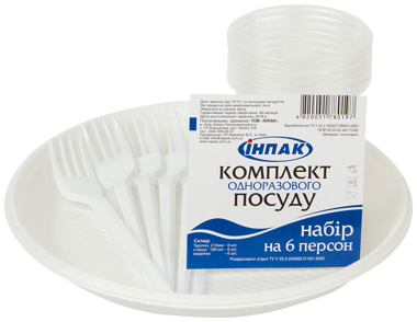 Набір посуду "Дорожний" 6 перс з серветкою /Інпак/