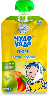 Пюре Чудо-чадо яблуко/персик б/ц 90г д/п