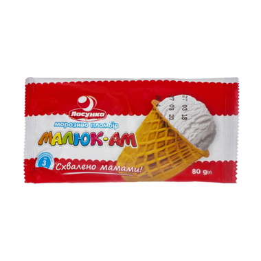 Морозиво "Малюк-АМ" пломбір ваф.ст 80г /Ласунка/