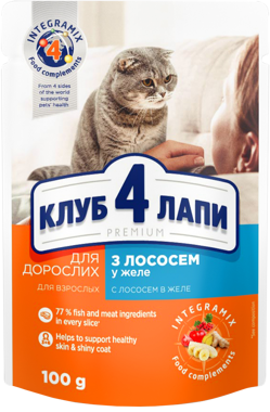Конс "Клуб 4 лапи" Premium д/дор.котів лосось желе 100г