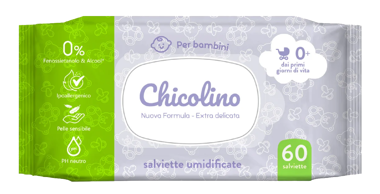 Серветки вологі CHICOLINO д/дітей з перших днів життя 60шт
