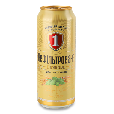 Пиво "I приватна броварня" Бочкове нефільтр 0.5л ж/б