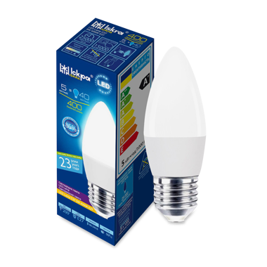 Лампа LED C37 plastik 5/ПК 220В Е27 свічка /Iskra/