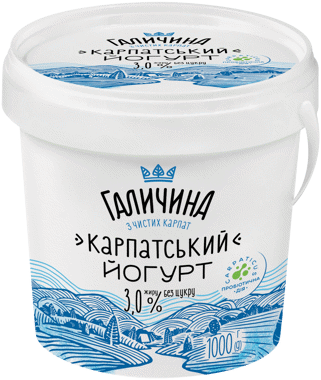 Йогурт "Карпатський" без цукру 3% 1000г відро /Галичина/