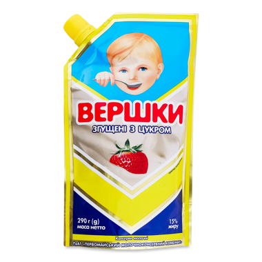 Вершки згущ 15% 290г д/п /Первомайський/