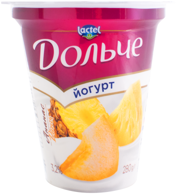 Йогурт "Дольче" 3.2% ананас-диня ст.280г