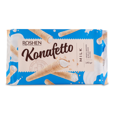Вафельні трубочки "Konafetto" мол.начинка 140г /Рошен/