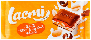 Шоколад "Lacmi" мол. арахіс з карамельн-арах.начин. 87г /Рошен/