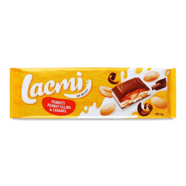 Шоколад "Lacmi" молочний карамель/арахіс нач 295г /Рошен/
