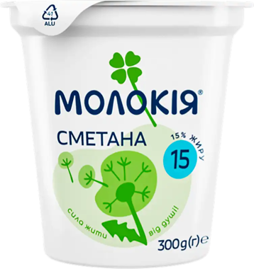 Сметана "Молокія" 15% 300г ст